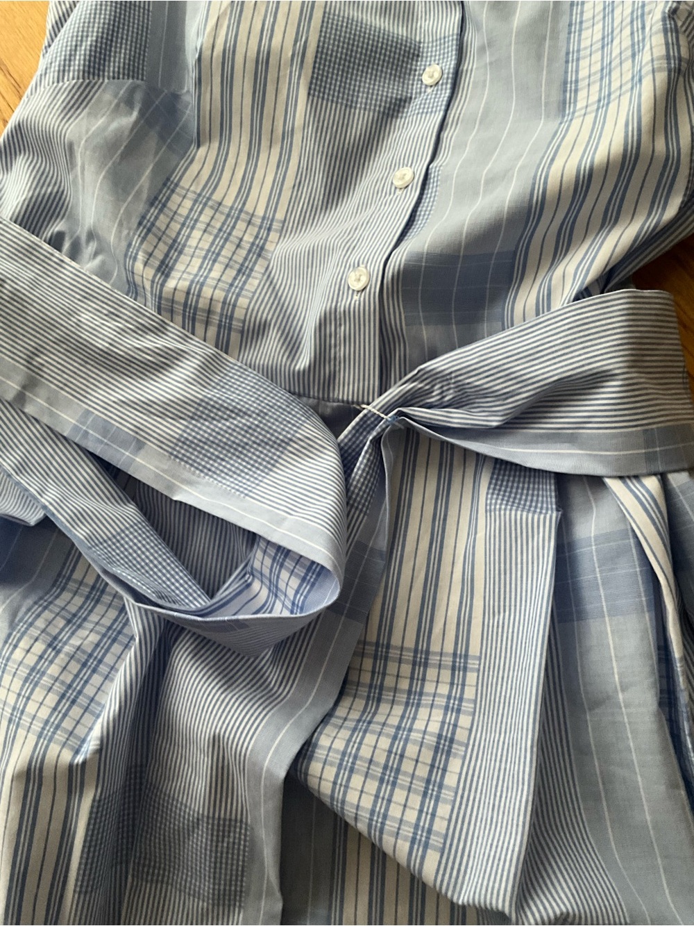 NWT Tommy Hilfiger Sleeveless Light Blue Striped Shirt Dress with Tie Waist - Picture 5 of 9